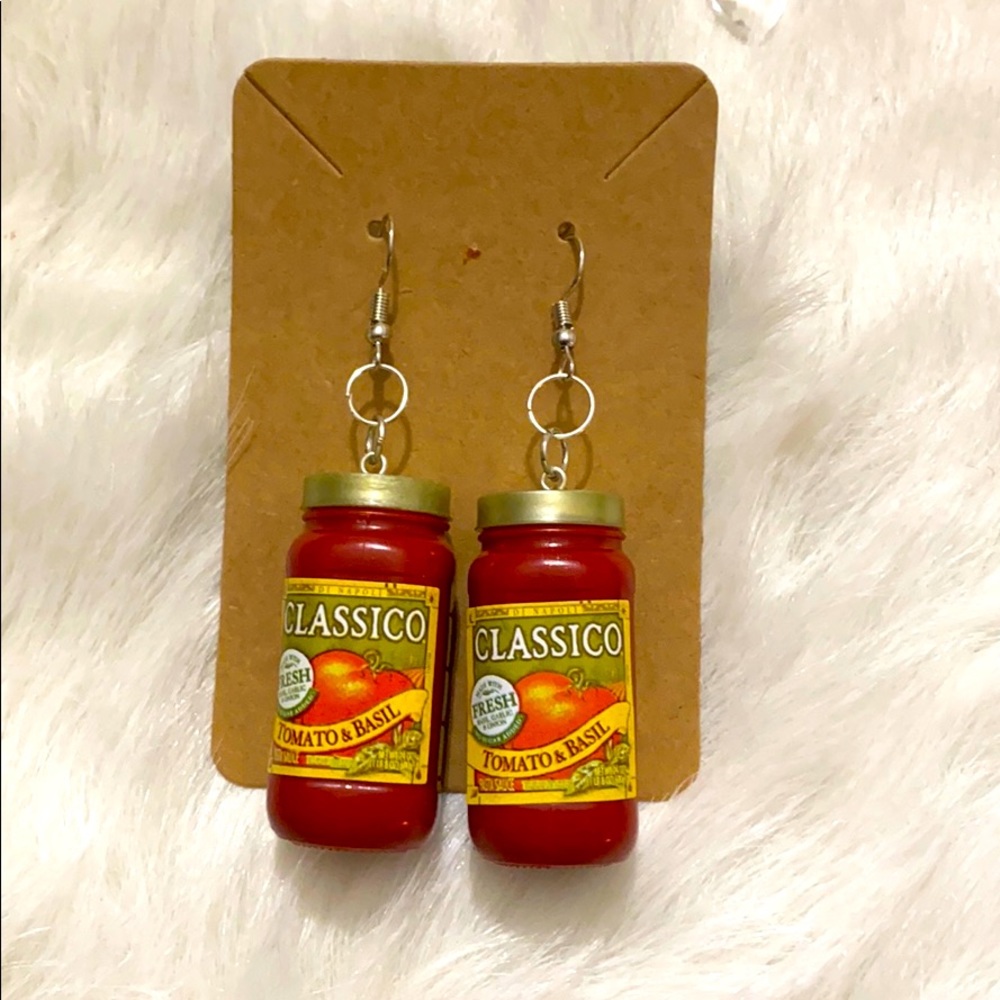 Mini tomato Basil pasta sauce earrings